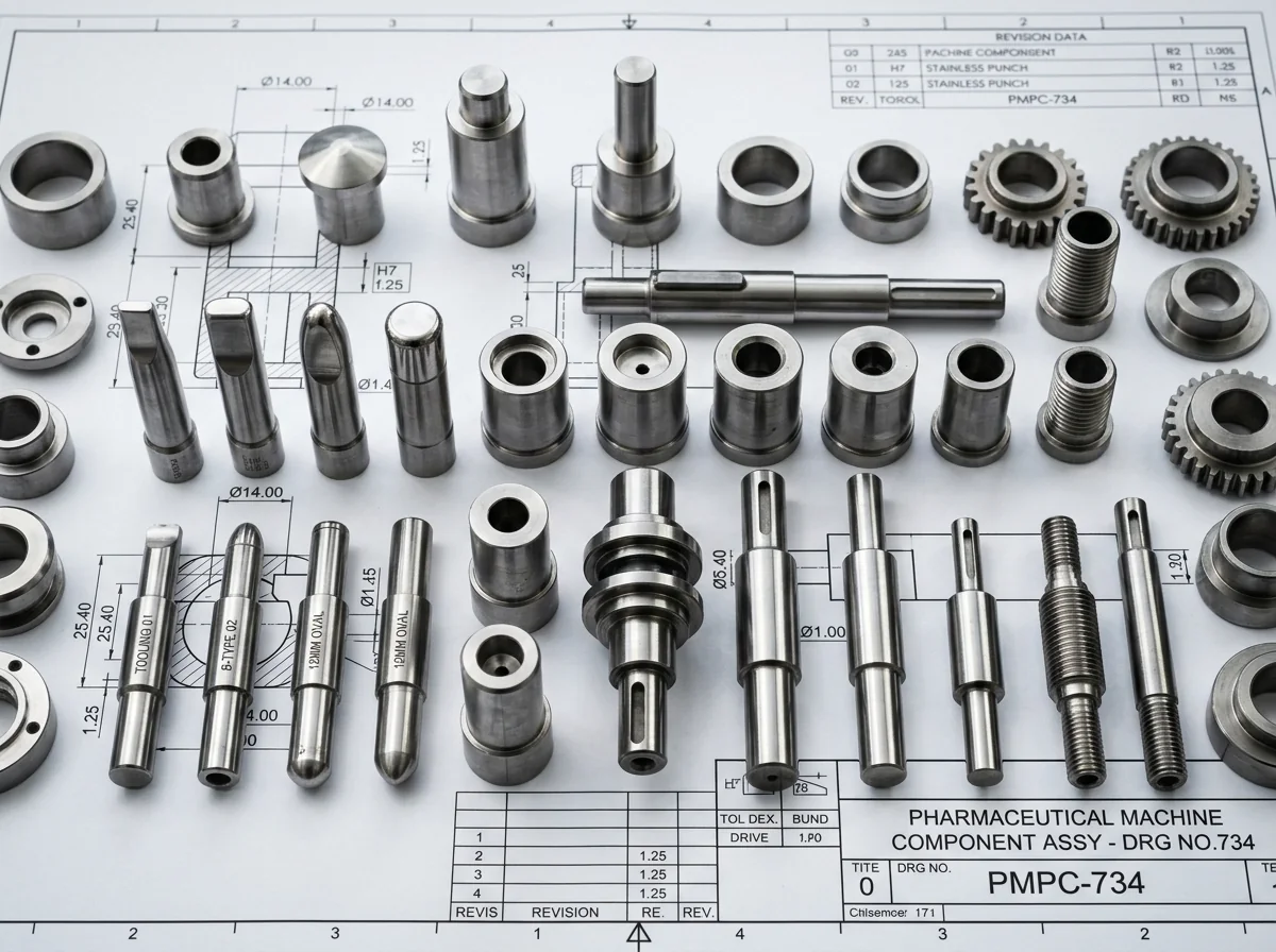Precision Pharmaceutical Machine Parts, Tooling and Technical Blueprints